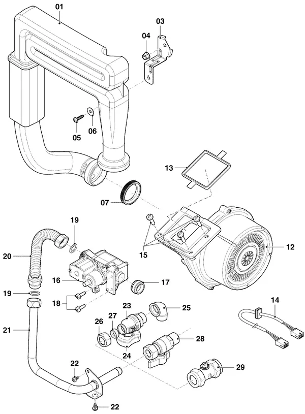 Exploded view Vaillant ecoTEC exclusive VHR NL 25-35/5-7: Gasblok