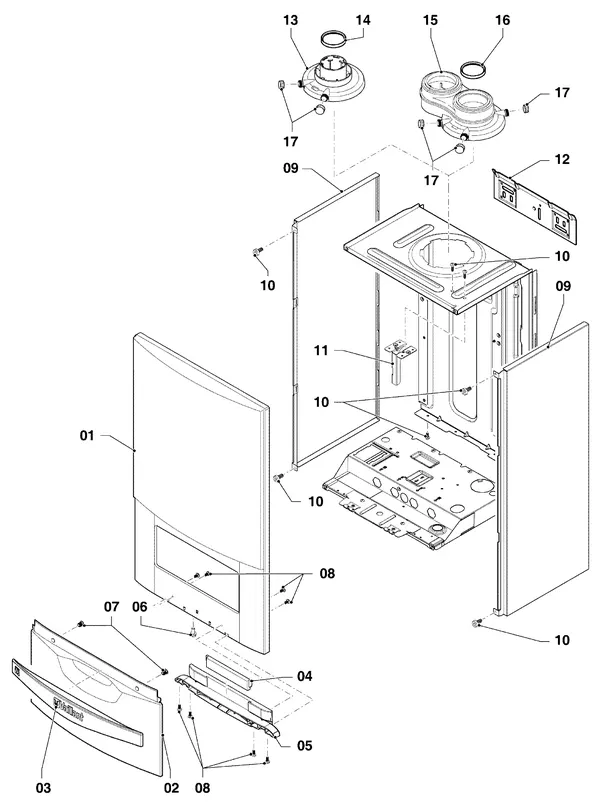 Exploded view Vaillant ecoTEC exclusive VHR NL 35-45/5-7: Manteldelen