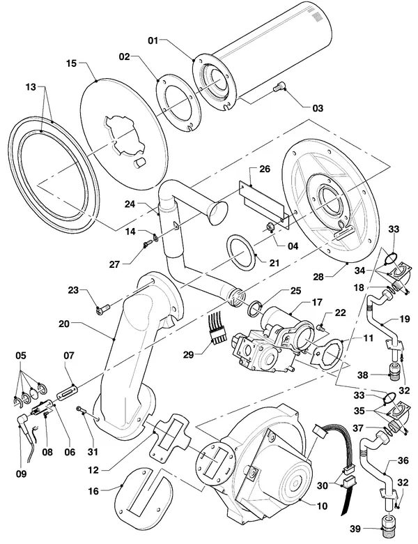 Exploded view Vaillant ecoTEC plus VHR 65/4 S A: Brander