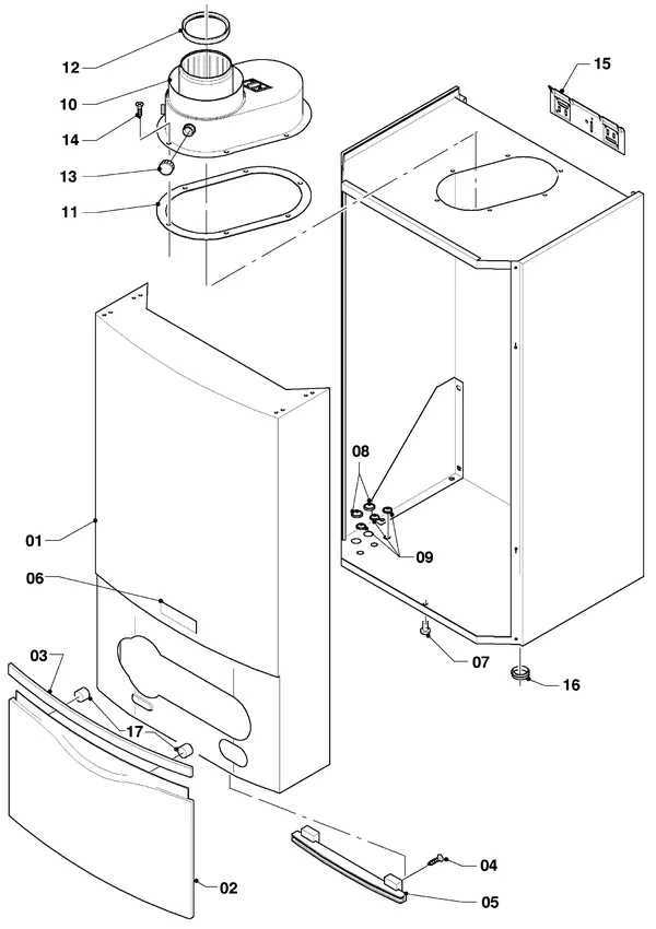 Exploded view Vaillant ecoTEC plus VHR 65/4 S A: Manteldelen