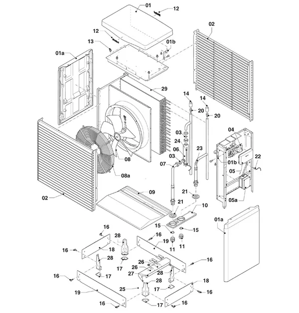 Exploded view Vaillant aroCOLLECT VWL 11/4 SA (ODU): Totaaloverzicht