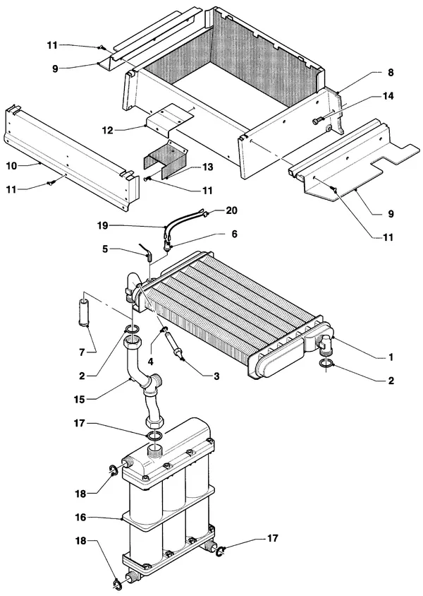 Exploded view Vaillant Combiketel Turbo CWK 24-12 E SO28: Warmtewisselaar