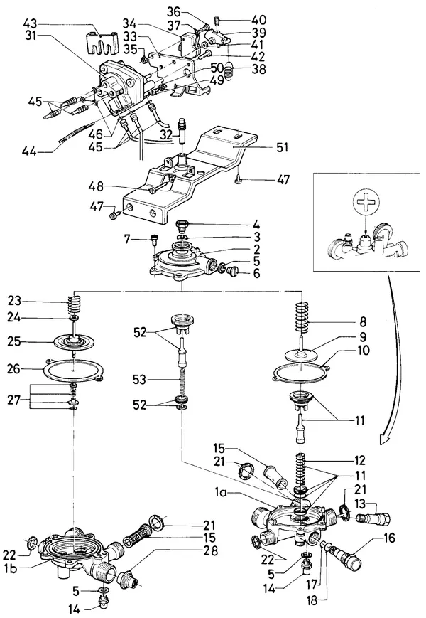 Exploded view Vaillant Combiketel Turbo CWK 24-12 E SO28: Watergedeelte tot 04