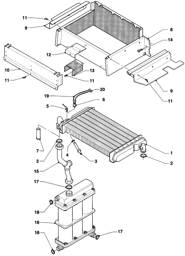 Exploded view Vaillant Combiketel Turbo CWK 24-12 SO28: Warmtewisselaar platenwisselaar