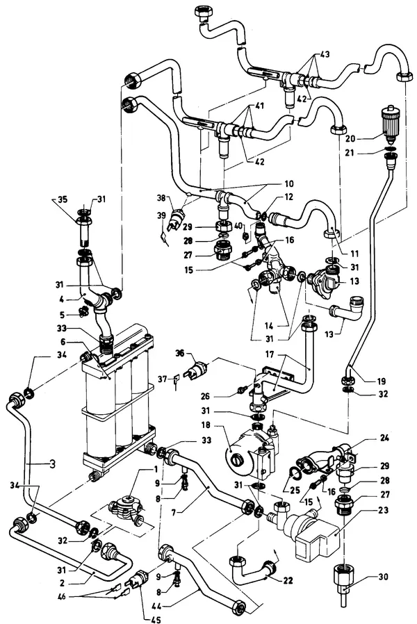 Exploded view Vaillant Combiketel Turbo CWK 24-12: Aansluitdelen