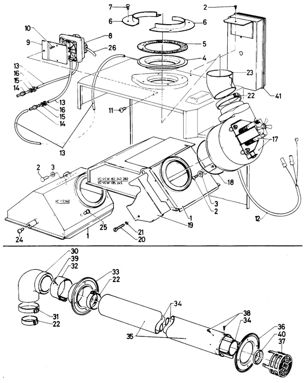 Exploded view Vaillant Combiketel Turbo CWK 24-12: Verbrandings luchtaanvoer gasafv