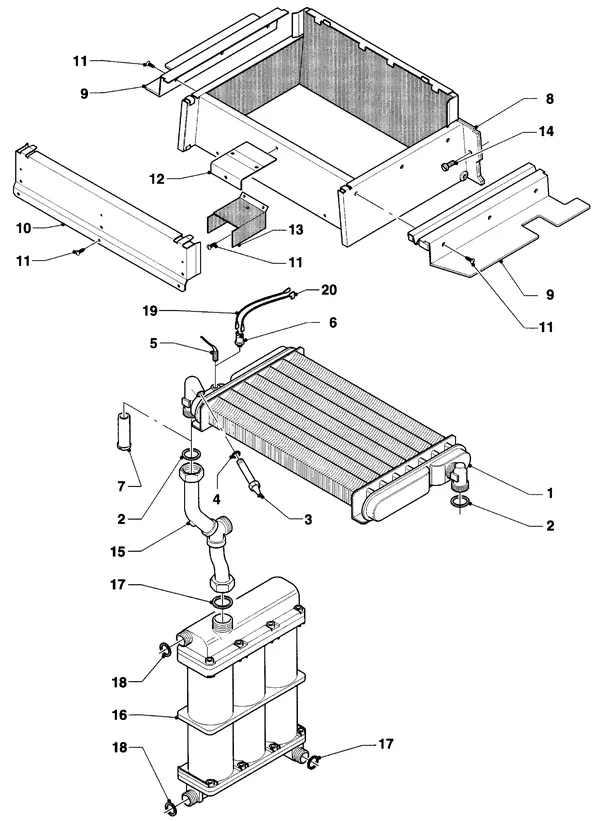 Exploded view Vaillant Combiketel Turbo CWK 24-12: Warmtewisselaar