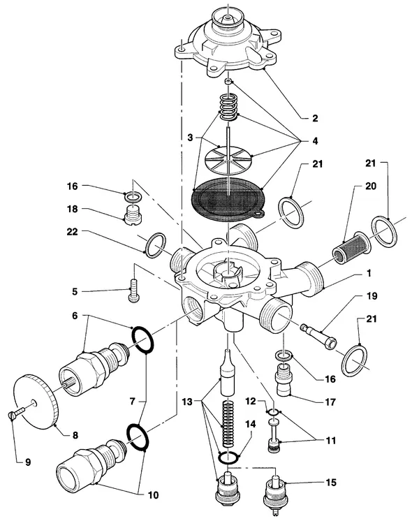 Exploded view Vaillant Combiketel Turbo CWK 24-12: Watergedeelte vanaf 05