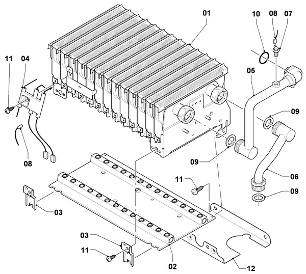 Exploded view Vaillant Combiketel Turbo CWK 245/3: Brander
