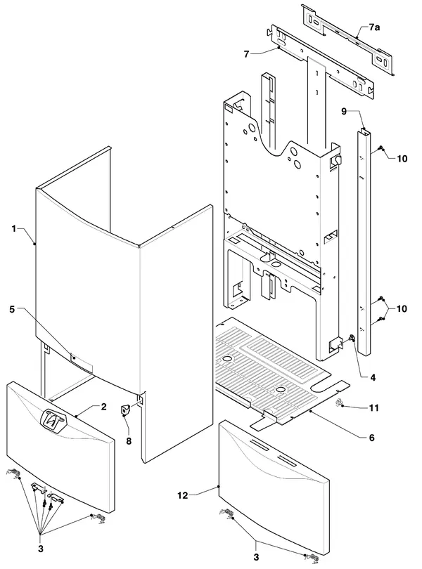 Exploded view Vaillant Combiketel Turbo CWK 245/3: Manteldelen