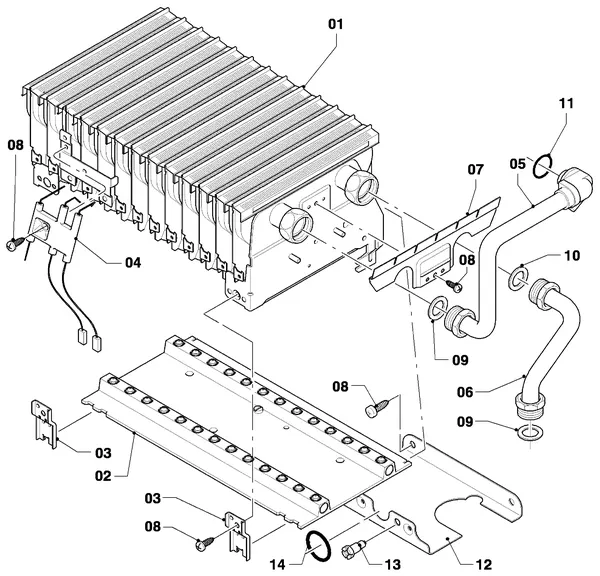 Exploded view Vaillant Combiketel Turbo CWK 245/4-5 R3: Brander
