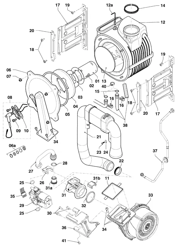 Exploded view Vaillant ecoCOMPACT VSC 306/4-5 150 R1: Brander gasblok warmtewisselaar