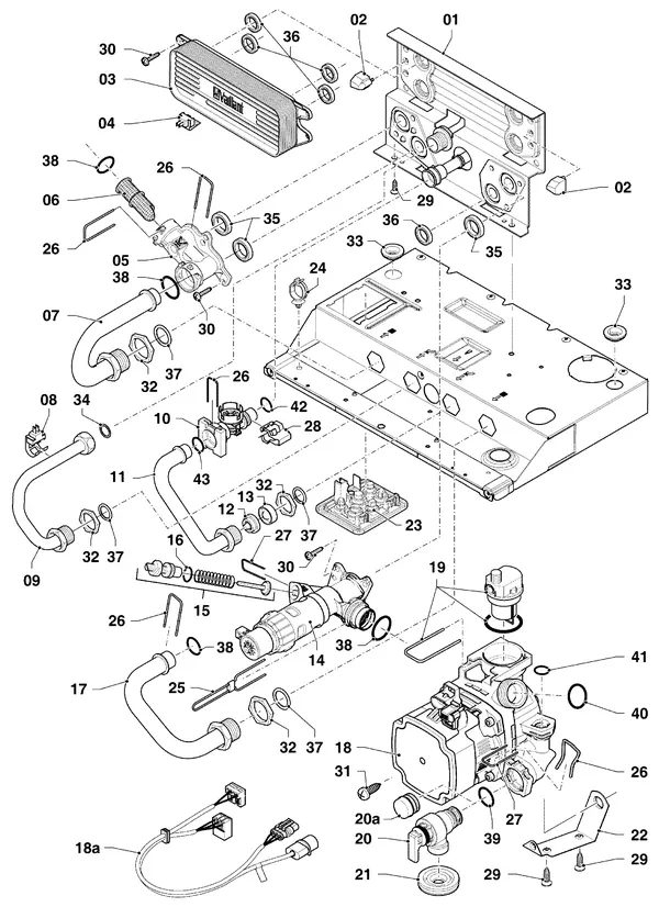 Exploded view Vaillant ecoTEC plus VHR 30-34/5-5 R6: Hydraulische delen hydroblock