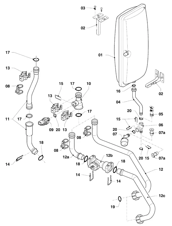 Exploded view Vaillant ecoTEC pro classic VHR 18-24 5-3 EXP R4: Hydraulische delen