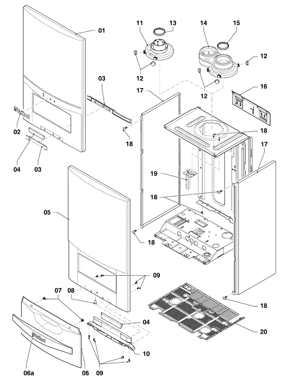 Exploded view Vaillant ecoTEC pro classic VHR 23-28/5-3 EXP R4: Manteldelen