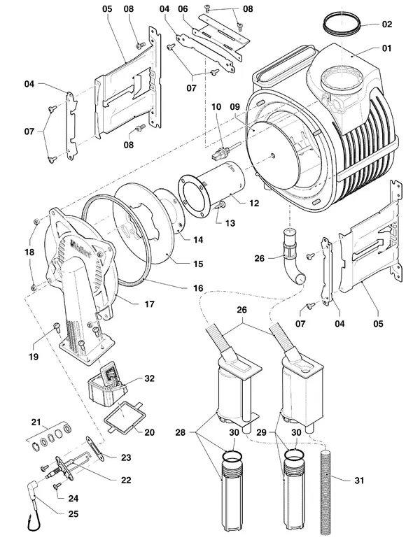 Exploded view Vaillant ecoTEC pro classic VHR 23-28/5-3 R4: Brander warmtewisselaar