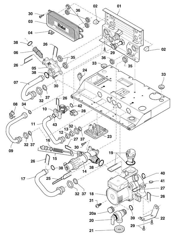 Exploded view Vaillant ecoTEC pro classic VHR CW3 5-3 EXP R4: Hydroblock