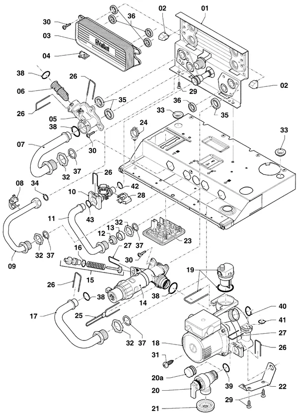 Exploded view Vaillant ecoTEC pro classic VHR CW3 5-3 OT R2: Hydraulische delen hydroblock