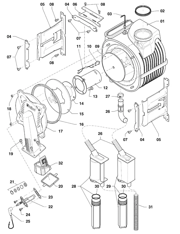 Exploded view Vaillant ecoTEC pro classic VHR CW3 5-3 R2: Brander warmtewisselaar