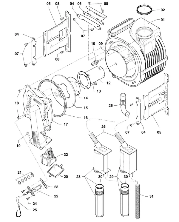 Exploded view Vaillant ecoTEC pro classic VHR CW3 5-3 R4: Brander warmtewisselaar
