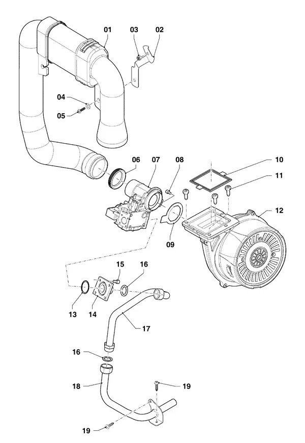Exploded view Vaillant ecoTEC pro classic VHR CW3 5-3 R4: Gasblok