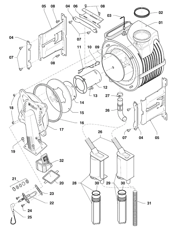 Exploded view Vaillant ecoTEC pro classic VHR CW4 5-3 EXP: Brander warmtewisselaar