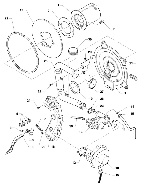 Exploded view Vaillant hrEXCLUSIEF VHR 20/4 S: Brander