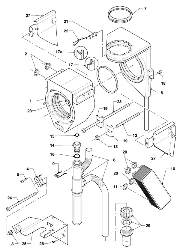 Exploded view Vaillant hrEXCLUSIEF VHR 20/4 S: Warmtewisselaar