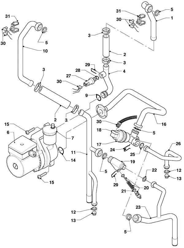 Exploded view Vaillant hrEXCLUSIEF VHR 20/4 S R1: Aansluitdelen