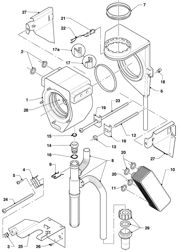 Exploded view Vaillant hrEXCLUSIEF VHR 20/4 S R1: Warmtewisselaar