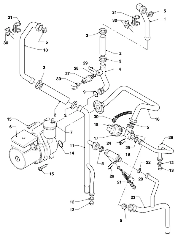 Exploded view Vaillant hrEXCLUSIEF VHR 25/4 S: Aansluitdelen