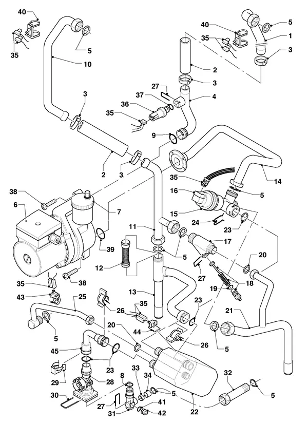 Exploded view Vaillant hrEXCLUSIEF VHR 30/4 C: Aansluitdelen