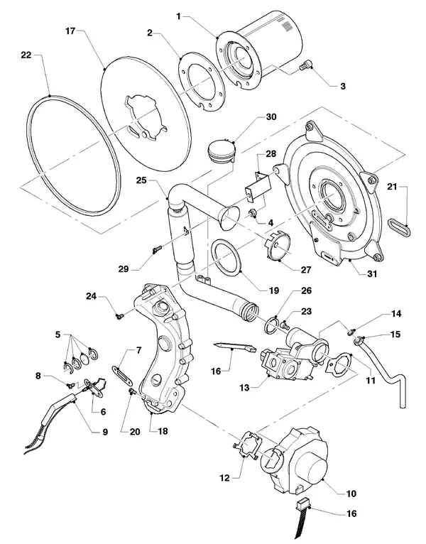 Exploded view Vaillant hrEXCLUSIEF VHR 30/4 C: Brander