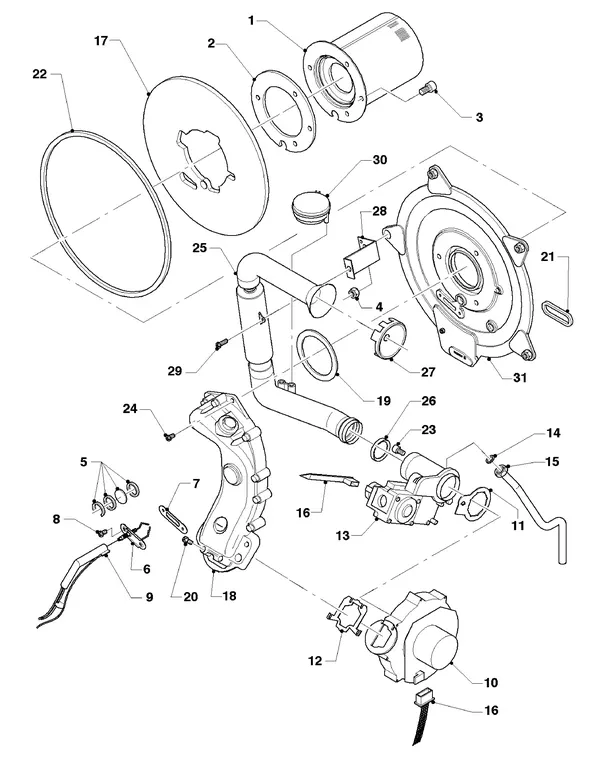 Exploded view Vaillant hrEXCLUSIEF VHR 35 S: Brander