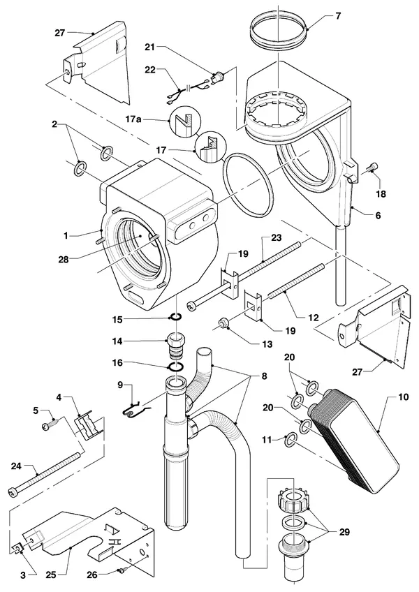 Exploded view Vaillant hrEXCLUSIEF VHR 35 S: Warmtewisselaar