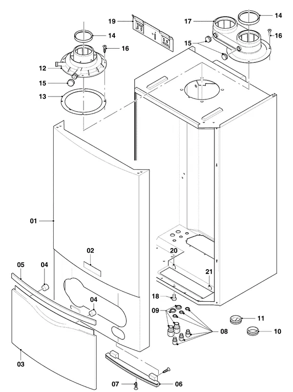 Exploded view Vaillant hrEXCLUSIEF VHR 45/4 S: Manteldelen
