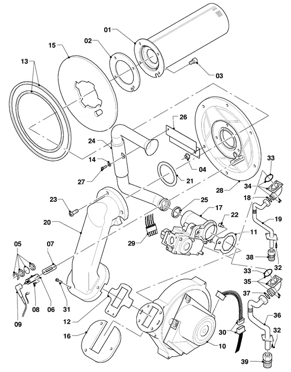 Exploded view Vaillant hrEXCLUSIEF VHR 65/4 S: Brander