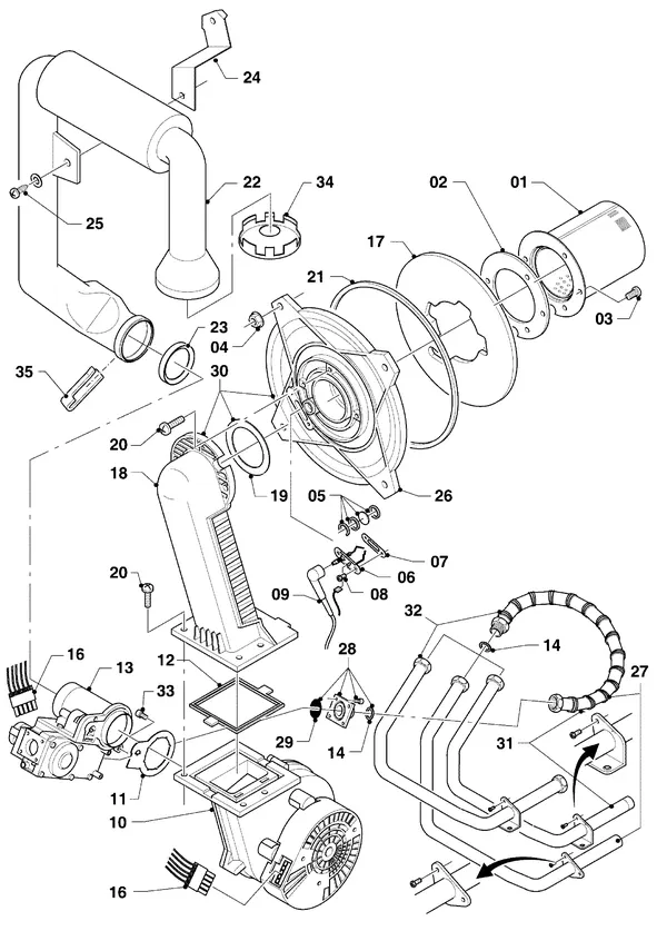 Exploded view Vaillant hrSOLIDE/3 VHR 30-34/3 C: Gasblok brander