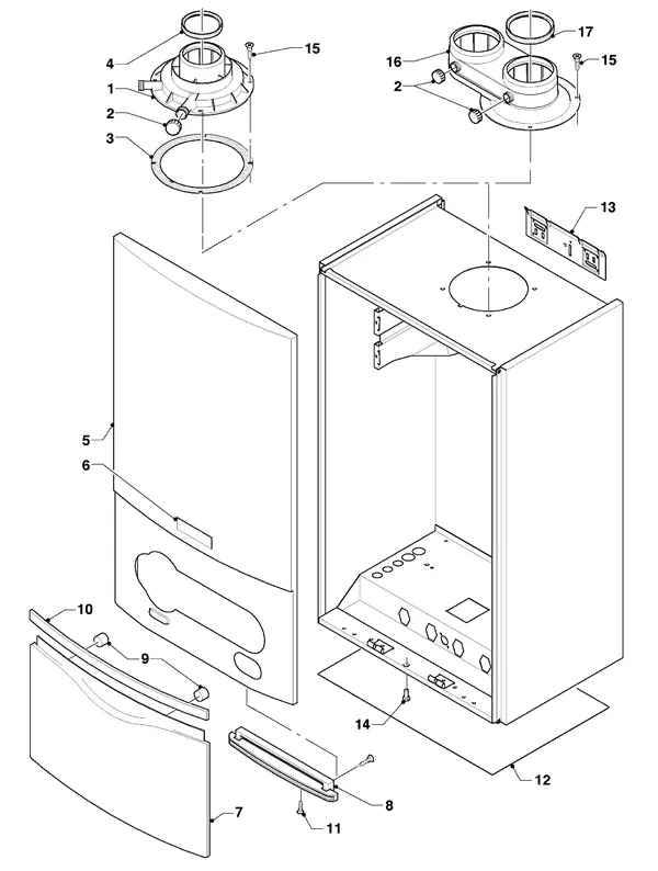 Exploded view Vaillant hrSOLIDE/3 VHR 34/3 IC: Mantel