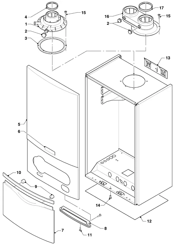Exploded view Vaillant hrSOLIDE plus VHR 30-34/3-5: Manteldelen
