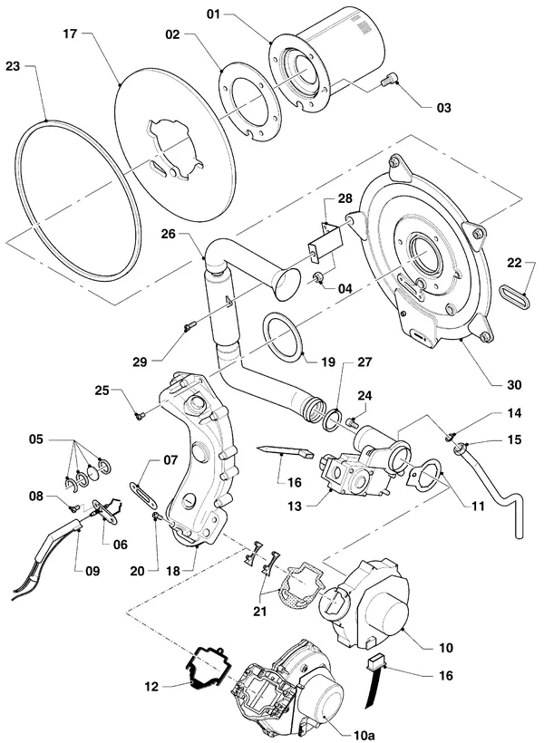 Exploded view Vaillant hrSOLIDE VHR 10 S: Brander