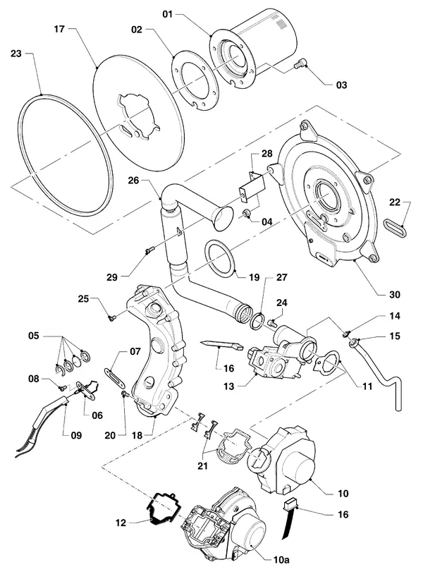 Exploded view Vaillant hrSOLIDE VHR 18-22 C: Gasblok brander