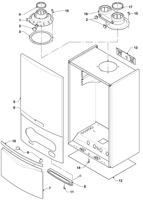 Exploded view Vaillant hrSOLIDE plus VHR 18-22/3-5 R3: Manteldelen