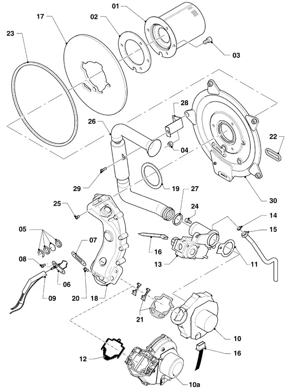 Exploded view Vaillant hrSOLIDE VHR 18 S: Brander