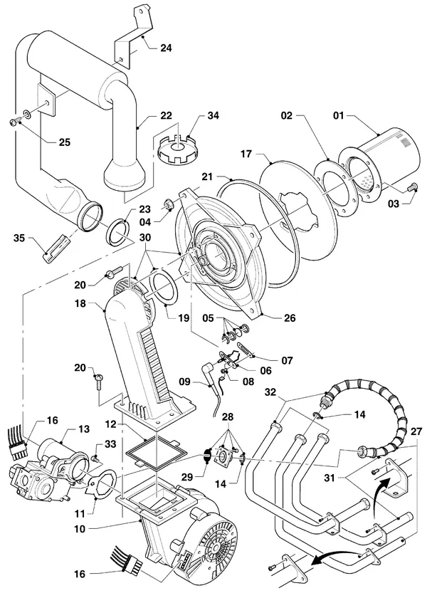 Exploded view Vaillant hrSOLIDE plus VHR 24-28/3-5 R3: Brander