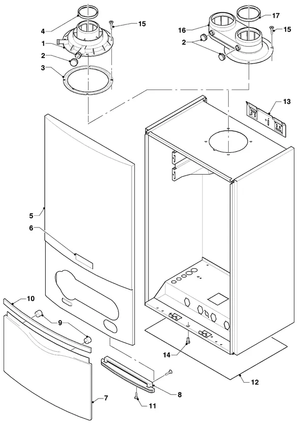 Exploded view Vaillant hrSOLIDE plus VHR 24-28/3-5 R3: Manteldelen