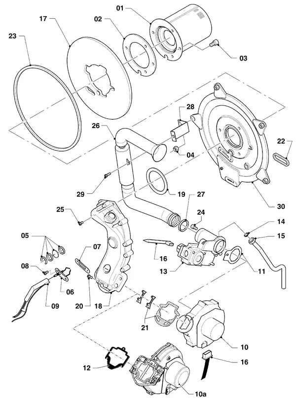 Exploded view Vaillant hrSOLIDE VHR 24 S: Brander