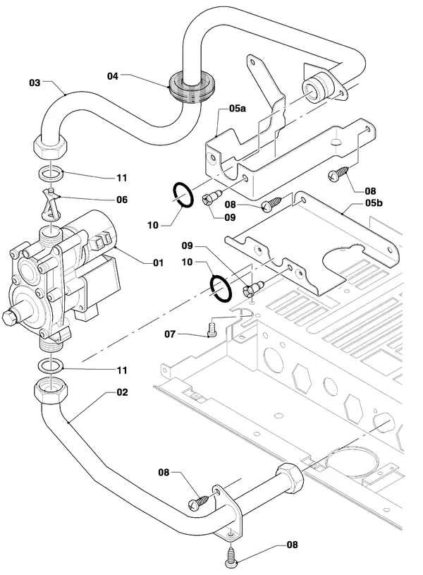 Exploded view Vaillant thermoCOMPACT VC 254/4-7: Gasblok