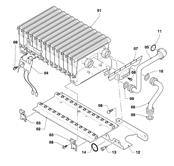 Exploded view Vaillant thermoCOMPACT VC 255/4-7 Turbo: Brander