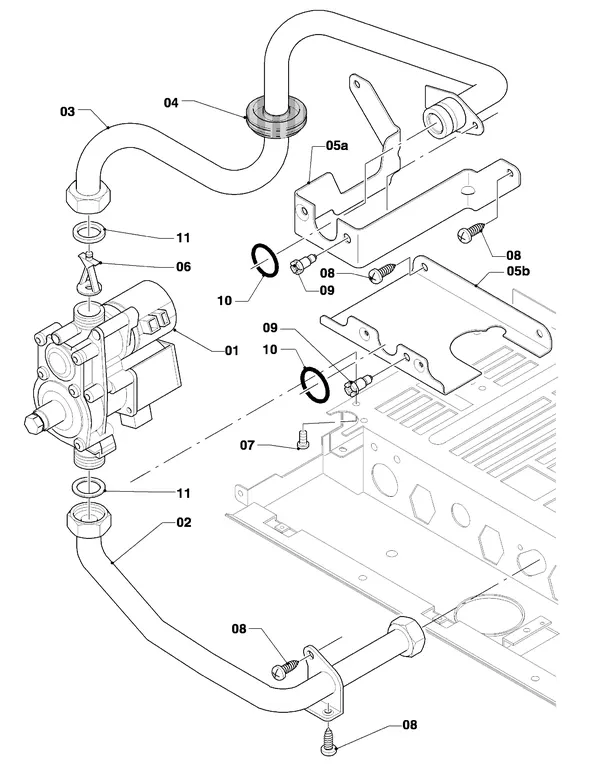 Exploded view Vaillant thermoCOMPACT VC 255/4-7 Turbo: Gasblok